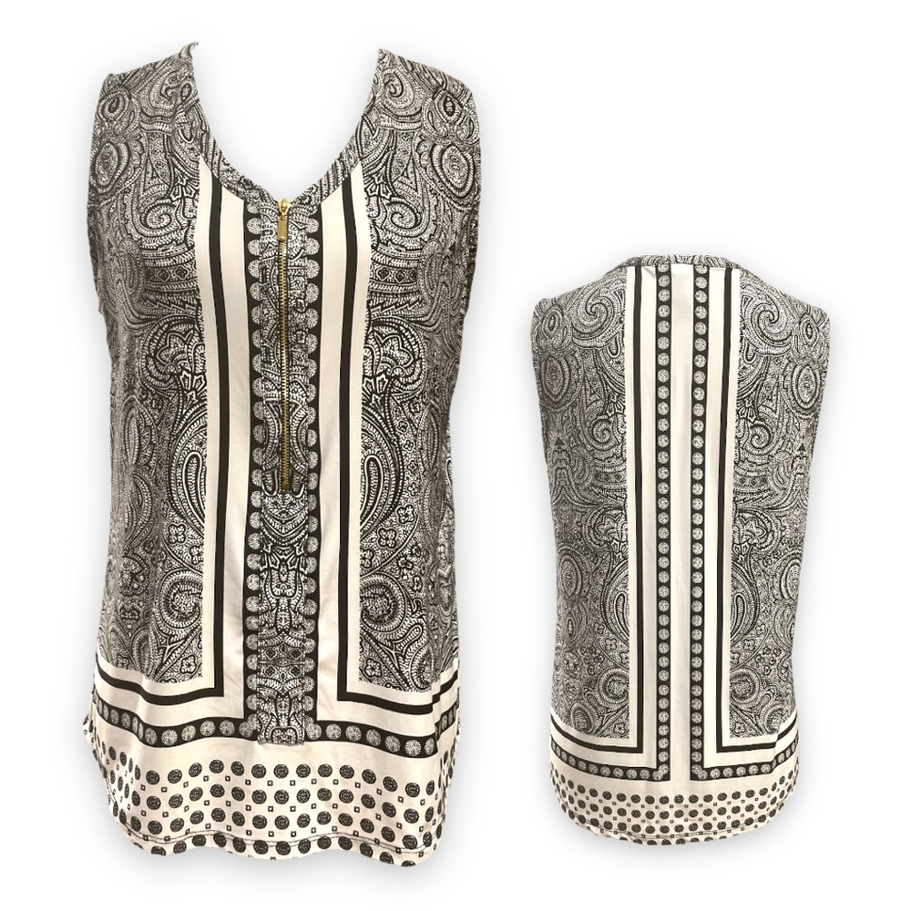 INC V-neck Sleeveless Blouse with Front Zip